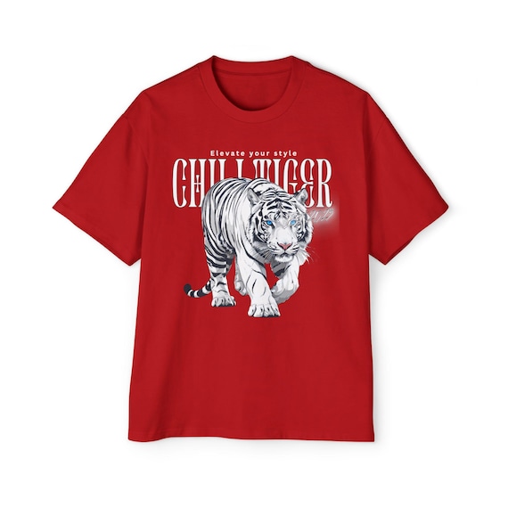 Chill Tiger Oversized T-Shirt | White Tiger Graphic Streetwear Tee | Elevate Your Style