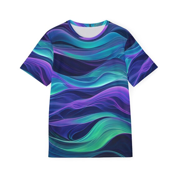 Men's Holographic Water Waves Sports Jersey: Athletic Activewear