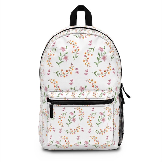 Delicate Floral Vine Pattern Backpack | Watercolor Spring Flowers