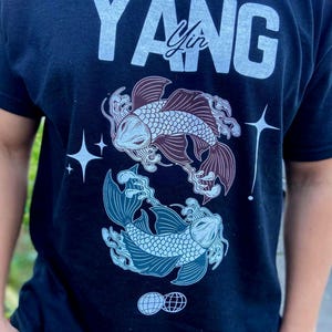 Yin Yang Shirt, Koi fish Tshirt, Oriental Design, Asian Fish, Fisherman Gift, Meditation Apparel, Balance vibes tee