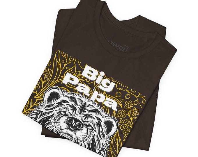 Papa Bear Short Sleeve T-Shirt In Gold , Black & White, Fathers Tee , Dads Apparel