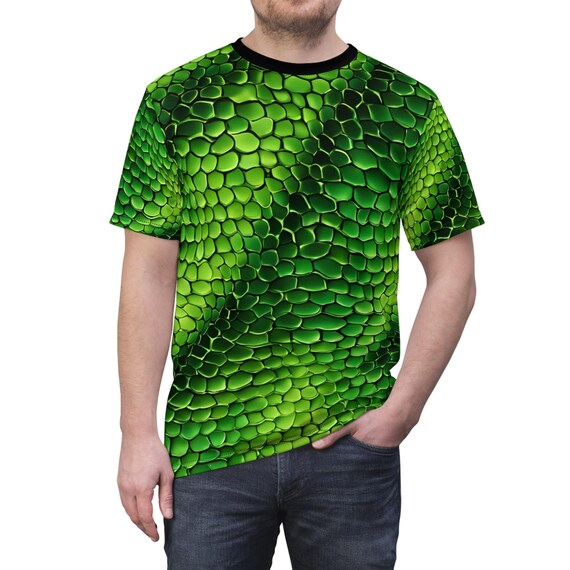 Green Snake Skin Print Unisex Tee - Reptile Lover Gift