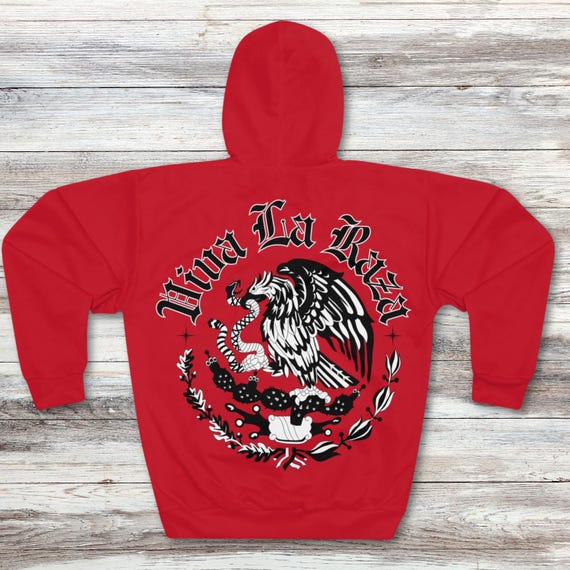 Viva La Raza Hoodie: Mexican Flag Eagle Print, Chicano Apparel