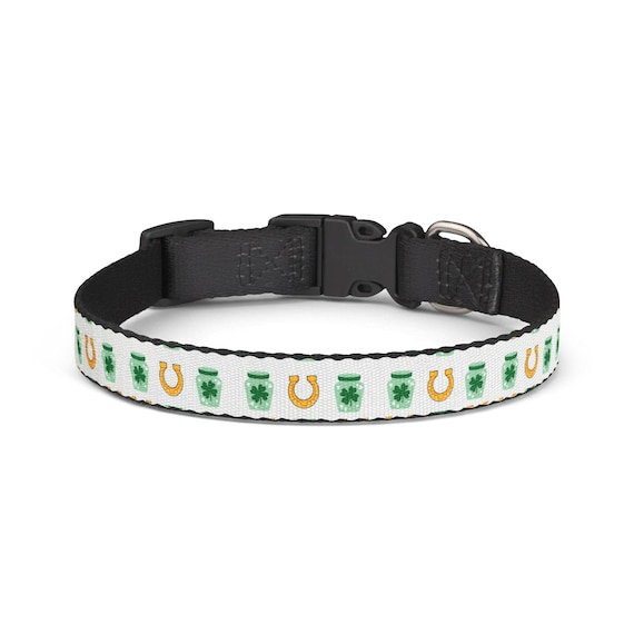 St. Patrick's Horseshoe & Shamrock Clip-on Pet Collar | Irish Luck Dog Collar