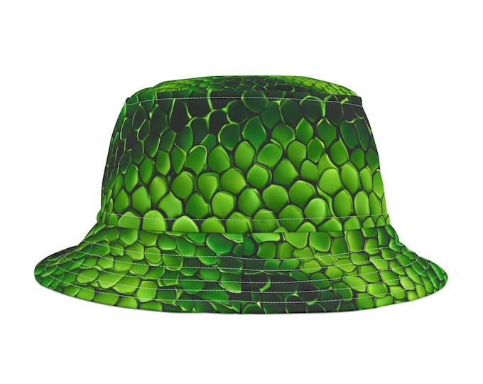 Green Snake Skin Bucket Hat | All Over Print