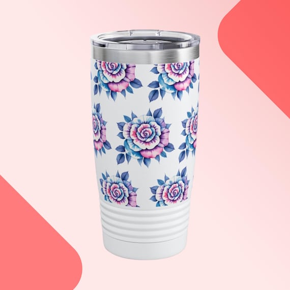 Floral Rose Travel Tumbler: 20oz Insulated Stainless Steel Cup