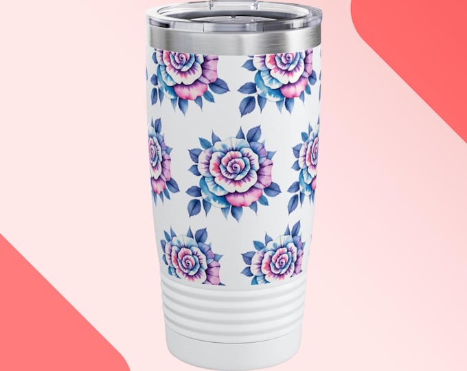Floral Rose Travel Tumbler - 20oz Insulated Cup for Hot & Cold Drinks, Perfect Gift for Her, Mother's Day, Birthday, or Any Occasion