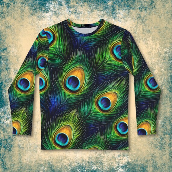 Peacock Feather Pattern Long Sleeve Shirt | All-Over Print