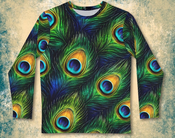 Peacock Feather Pattern Long Sleeve Shirt | All-Over Print