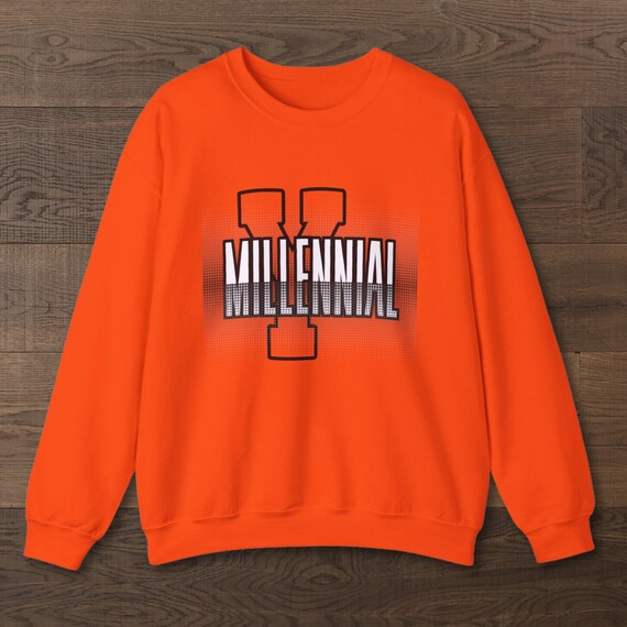Millennial Era Unisex Sweatshirt: Black Outline Lettering Crewneck