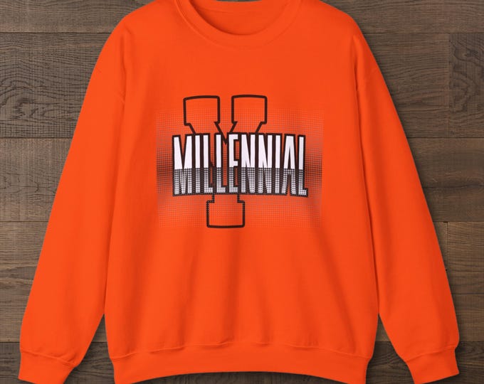 Millennial Black Outline Lettering Unisex Sweatshirt, Era Y Crewneck Jumper, Gen Y Pullover, Trendy Sweat Top, Gender Neutral Sweater,