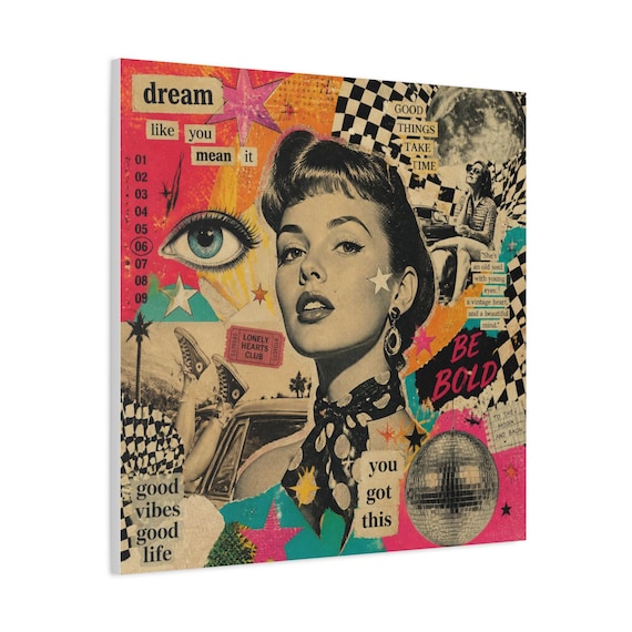 Retro Collage Pop Art Matte Canvas