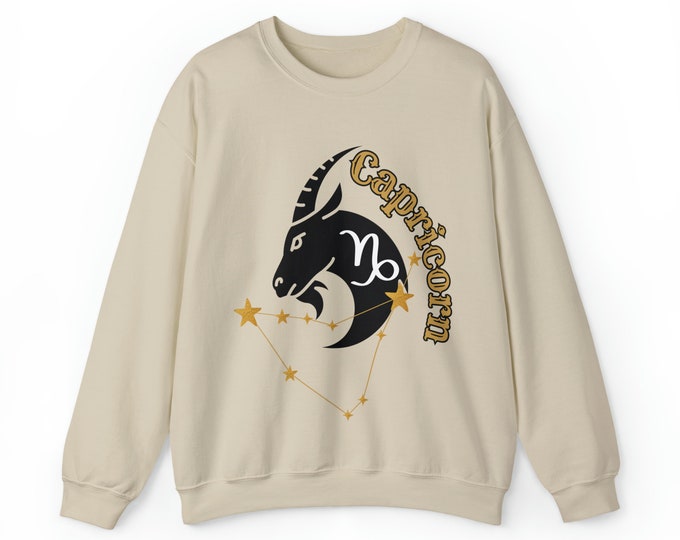 Capricorn Sweatshirt: Embroidered Astrology Zodiac Sign Crewneck