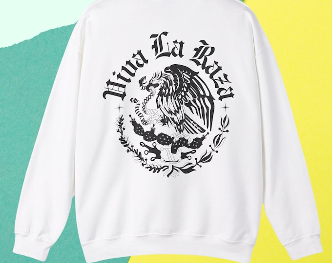 Viva La Raza Crewneck Sweatshirt: Eagle & Cactus Design