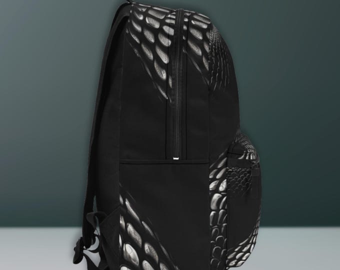 Black Cobra Snake Skin Backpack: Trendy Travel Rucksack