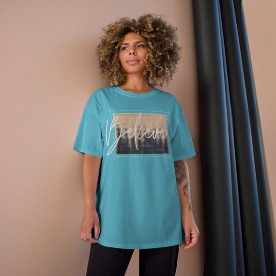 Believe Champion T-Shirt: Unisex Short Sleeve Cotton Tee