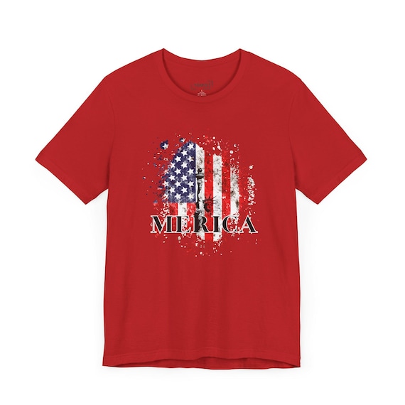 Patriotic 'Merica' Tee: USA Flag & Statue of Liberty T-Shirt