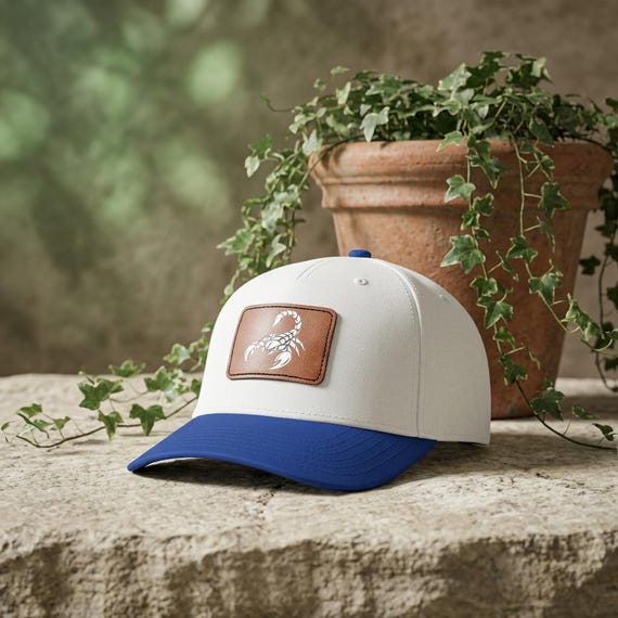 Scorpion Leather Patch Baseball Cap | Mid Profile Hat