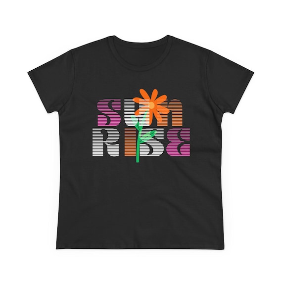 Sunrise Floral Graphic Tee: Women's Cotton T-Shirt