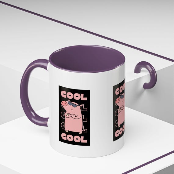 Coffee Mug, Funny Pig Lover Gift, Cool Pig Arms Crossed Glasses, Pink Pig Design, Farm Animal Gift, Pig Coffee Cup