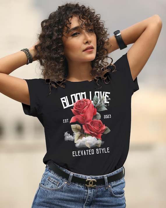 Bloom Love Red Roses Graphic T-Shirt: Elevated Style Floral Tee