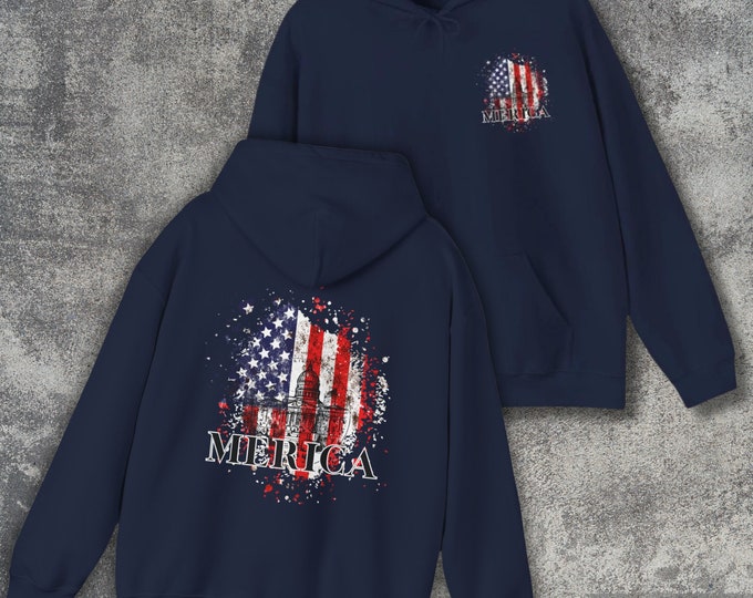 Merica White House Heavy Blend™ Hooded Sweatshirt, Merica White House Hoodie Front & Back Design