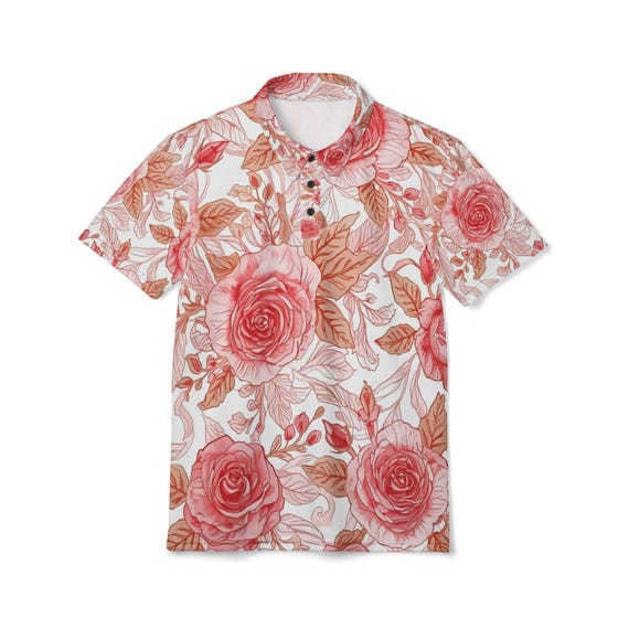 Floral Unisex Polo Shirt, Lightweight Polyester, Quick Dry