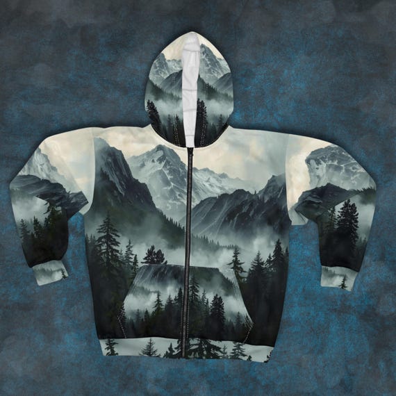 Misty Mountain Forest Hoodie | All-Over Print Zip Hoodie