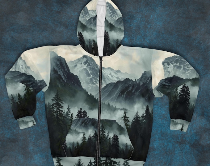 Misty Mountain Forest Hoodie | All-Over Print Zip Hoodie