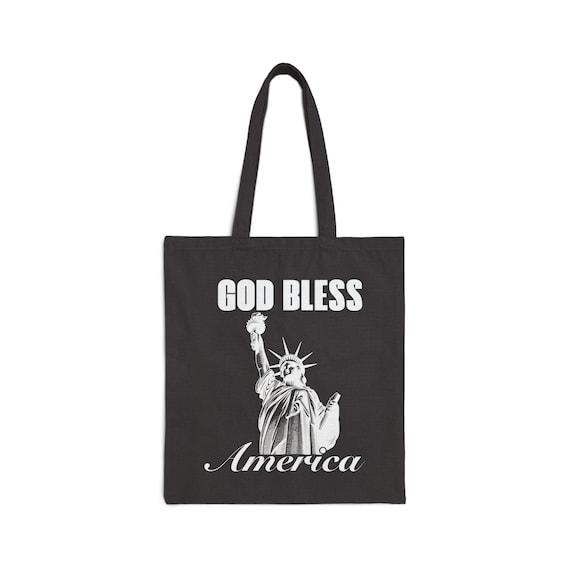 God Bless Statue of Liberty Tote Bag | Patriotic America Canvas Tote