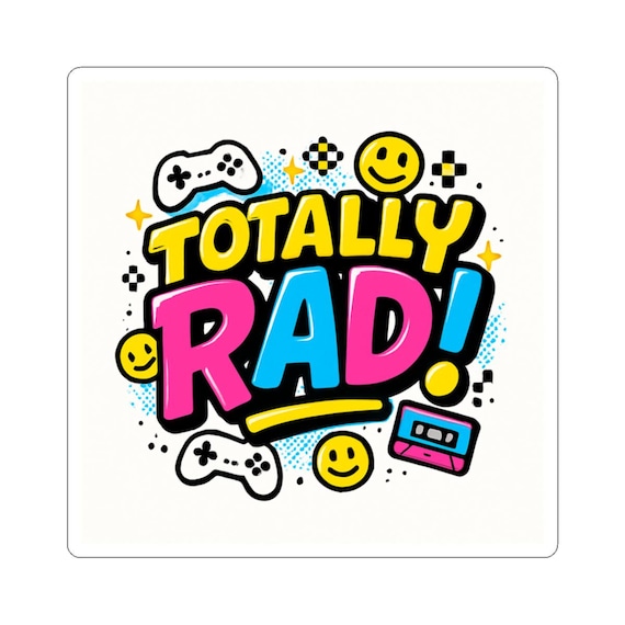 Y2K 90s Kiss-Cut Stickers, Totally Rad Retro Aesthetic Decals, Laptop Decals, Waterproof Sticker Pack, Scrapbooking Supplies, Journal