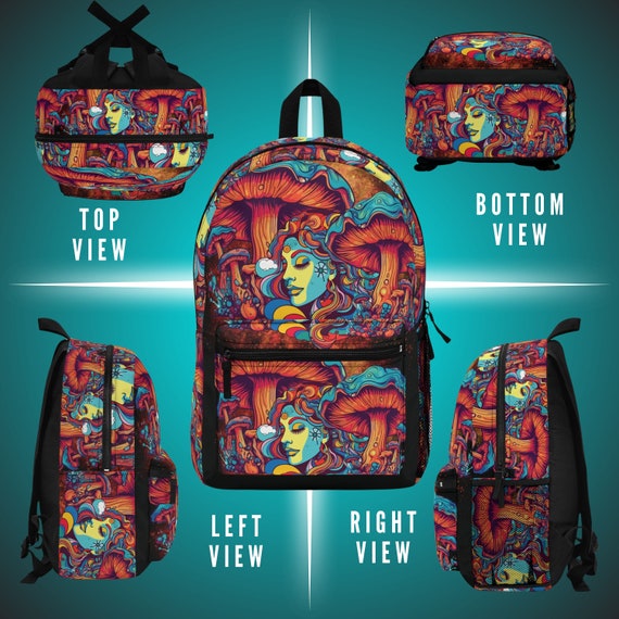 Mushroom Girl Backpack: Psychedelic Fantasy Art