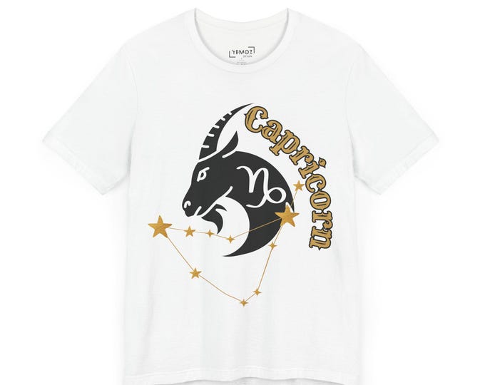 Capricorn Horoscope Unisex Tee, Zodiac Astrology Shirt, Black & Gold or White and Gold, Astrological Sign, Birthday Gift, Horoscope Lover