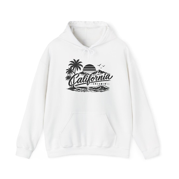 California Sunset Palm Hoodie | Vintage Surf Graphic Sweatshirt