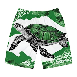 Boardshort met schildpad, strandkleding voor heren, zwembroek, surfshort voor vakanties, zomerbadkleding, kustkleding