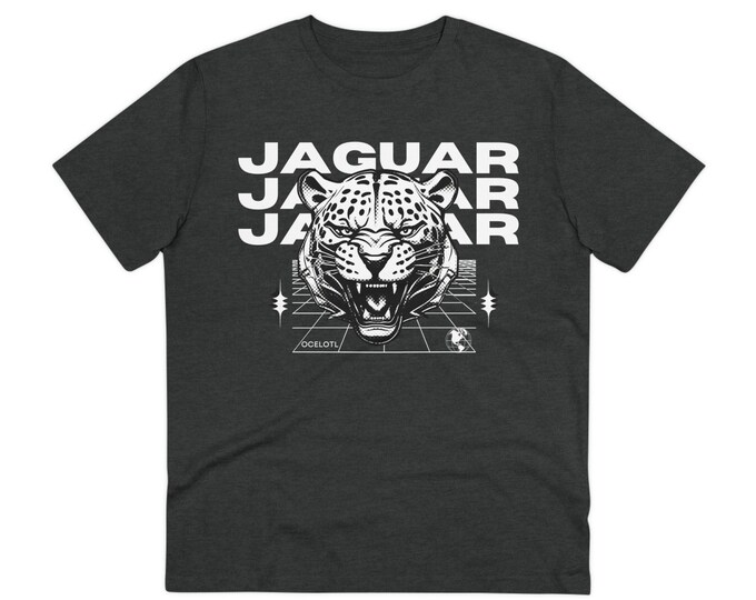 Roaring Jaguar T-Shirt: Aztec Ocelotl Design, Organic Cotton