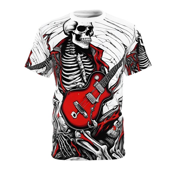 Skeleton Guitarist Unisex Tee: Edgy Rock Music Shirt