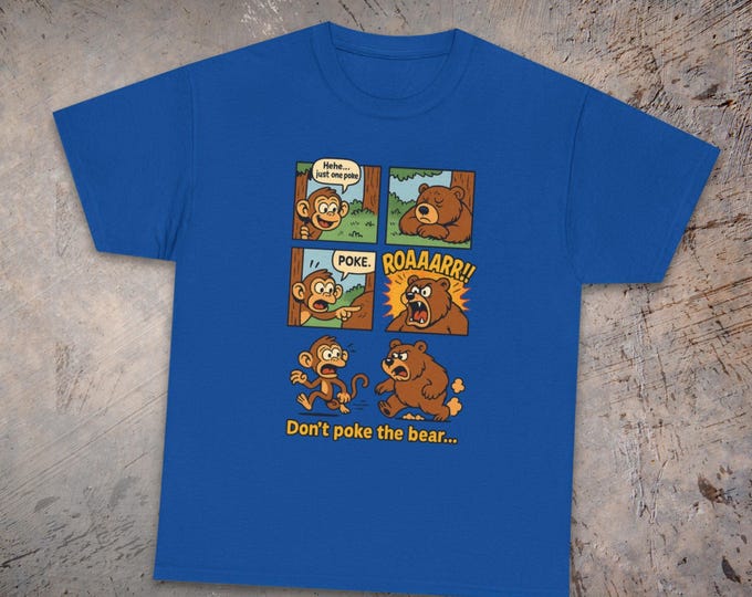 Funny Cartoon Bear T-Shirt: Unisex Heavy Cotton Graphic Tee