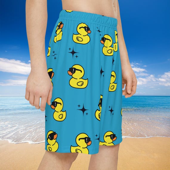 Duck Print Sports Shorts: Fun Summer Swimwear