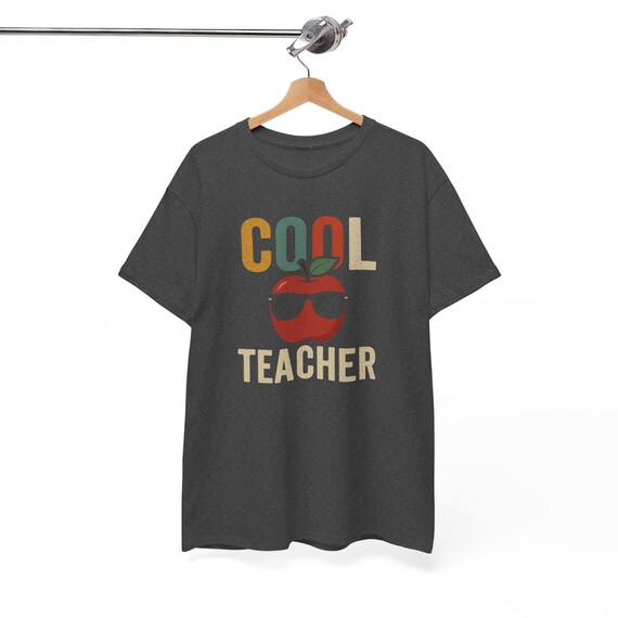 Cool Teacher Unisex Heavy Cotton Tee, Gift for Educators, Back to School, Teacher Appreciation, Casual Wear, Funny Teacher Shirt