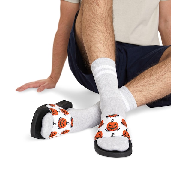 Jack-o'-Lantern Pattern Slide Sandals | Halloween Pumpkin Slides