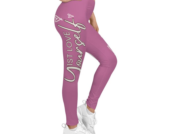 Leggings, Hearts Design, Self Love Leggings, Women's Yoga Pants, Valentine's Day Leggings, Casual Pants