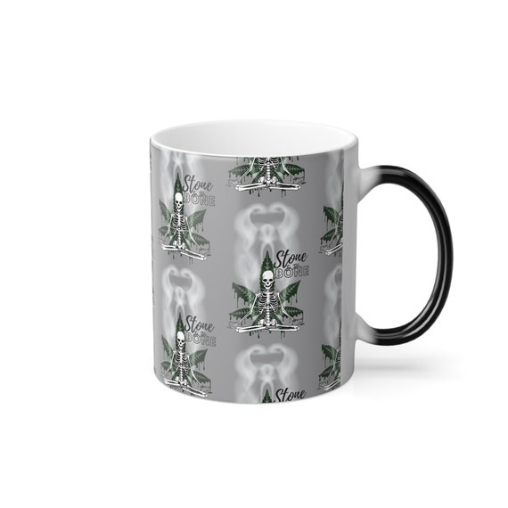 Color Morphing Mug, Stone To The Bone Skeleton Meditating, 11oz