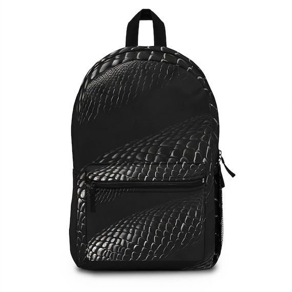 Black Cobra Snake Skin Backpack: Trendy Travel Rucksack