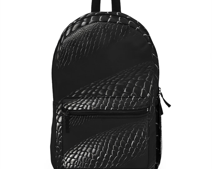 Backpack, Black Cobra Snake Skin Design, Trendy Rucksack Bag, Fashionable School Knapsack, Stylish Travel Backpack, Unique Daypack for Men
