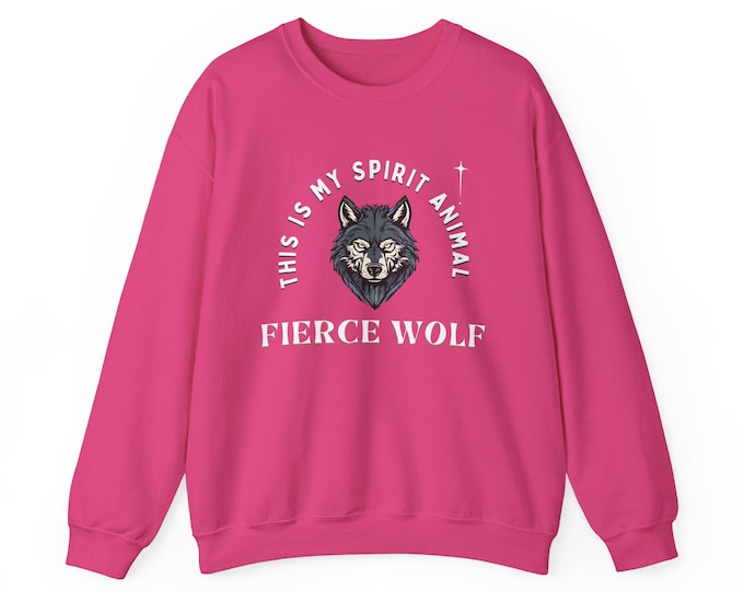 Wolf Spirit Animal Sweatshirt, Fierce Wolf Design, Unisex Crewneck Jumper, Animal Lover Gift, Wolf Shirt, Wildlife Sweatshirt