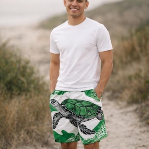 Green Turtle Board Shorts : Herren Strand Badehose