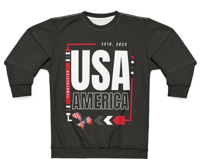 USA and America Unisex Sweatshirt, Patriotic American Flag Eagle Sweatshirt, Red White and Blue Sweatshirt, Independence Day Apparel, USA