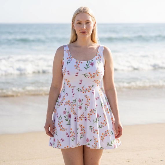 Watercolor Floral Vine Dress | Skater Dress