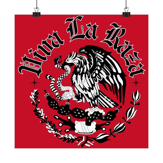 Viva La Raza Poster: Mexican Eagle, Snake & Cactus - Heritage Wall Art